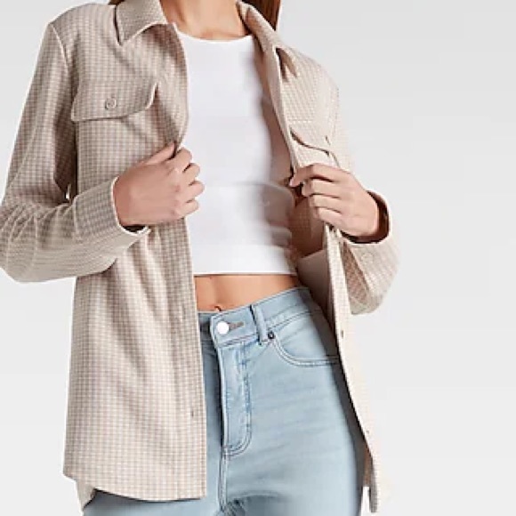 Express Checkered Shacket - Picture 2 of 5